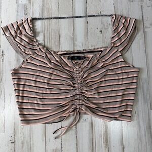Volcom All Booed Up Cami Womens‎ XL Crop Top Striped & Cinched Front